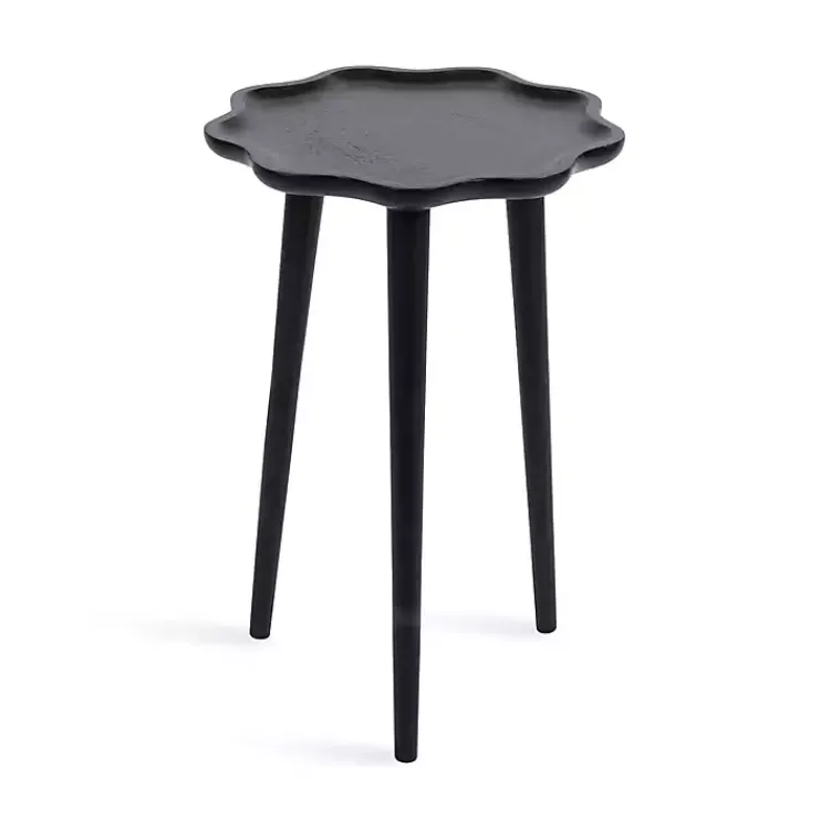 Kirklands Home Wood Wavy Accent Table Black Outlet