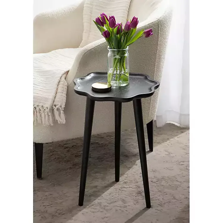 Kirklands Home Wood Wavy Accent Table Black Outlet