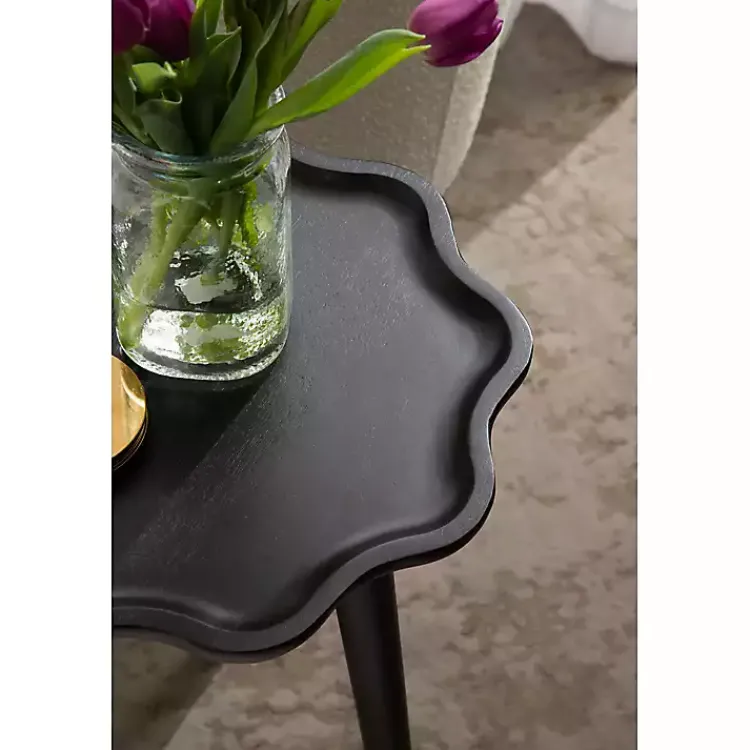 Kirklands Home Wood Wavy Accent Table Black Outlet