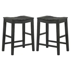 Kirklands Home Wood Whitcombe Counter Stools, Set of 2 Black