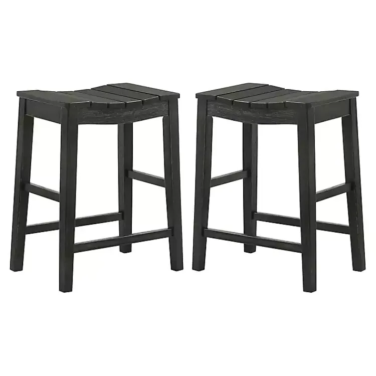 Kirklands Home Wood Whitcombe Counter Stools, Set of 2 Black