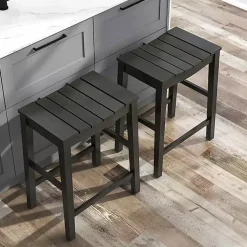 Kirklands Home Wood Whitcombe Counter Stools, Set of 2 Black
