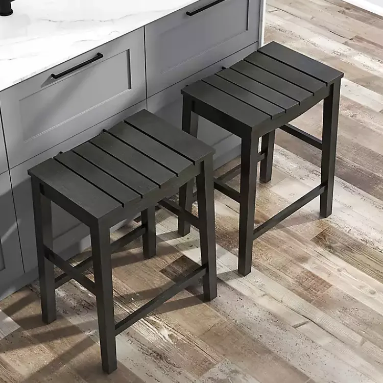 Kirklands Home Wood Whitcombe Counter Stools, Set of 2 Black