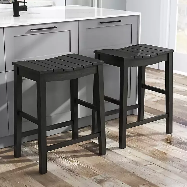 Kirklands Home Wood Whitcombe Counter Stools, Set of 2 Black