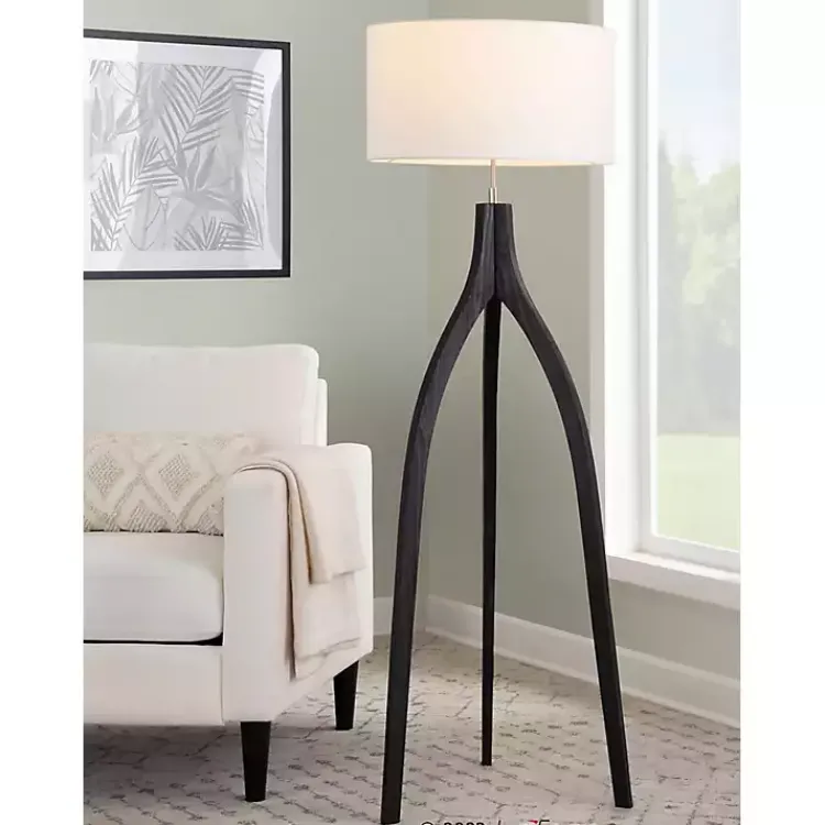 Kirklands Home Wood Wishbone Floor Lamp Black Clearance