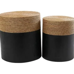 Kirklands Home Black Wood Wrapped Rope Accent Tables, Set of 2 Brown Discount