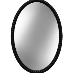 Kirklands Home Black Wooden Oval Beaded Mirror
