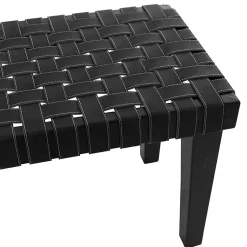Kirklands Home Woven Faux Leather Bench Black Hot