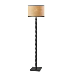 Kirklands Home Woven Rattan Shade Bailey Floor Lamp Black Sale