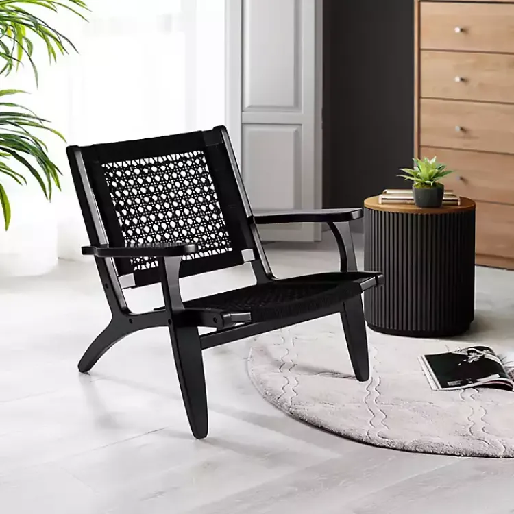 Kirklands Home Woven Rope Accent Chair Black New