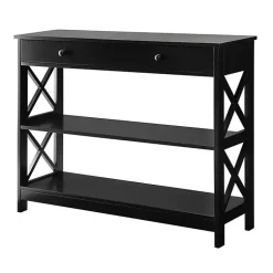 Kirklands Home Black X-Frame 2-Shelf Console Table Brown Best