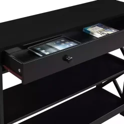 Kirklands Home Black X-Frame 2-Shelf Console Table Brown Best
