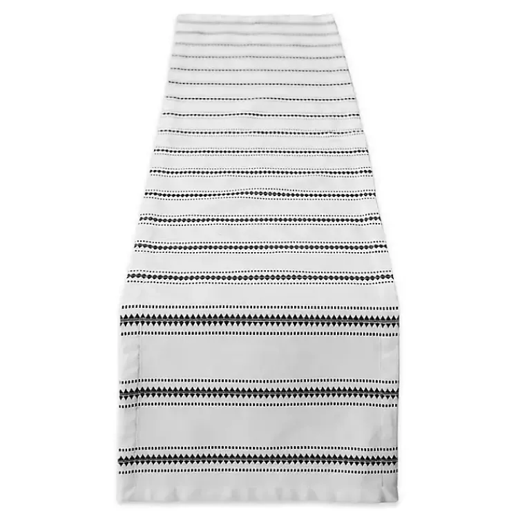 Kirklands Home Zig Zag Dobby Stripe Table Runner, 72 in. Black Clearance