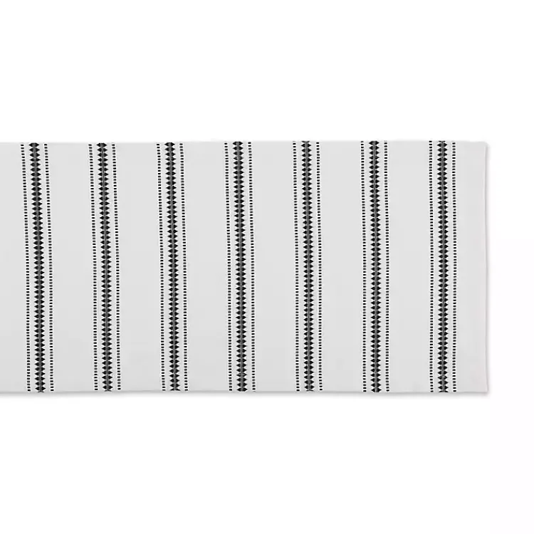 Kirklands Home Zig Zag Dobby Stripe Table Runner, 72 in. Black Clearance