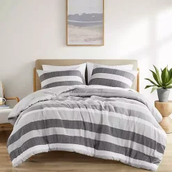 Kirklands Home Blake Gray Stripe 3-pc. Full/Queen Comforter Set Best