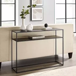 Kirklands Home Blake Simple Metal Console Table Black Best