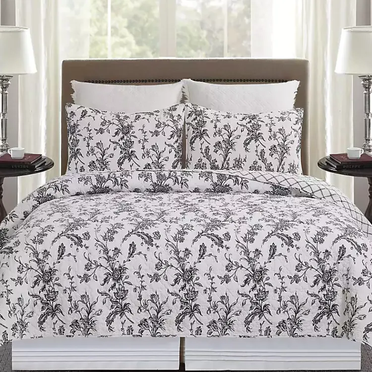 Kirklands Home Bleighton Black Floral 3-pc. Full/Queen Quilt Set Online