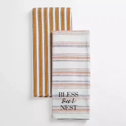 Kirklands Home Bless Our Nest Striped Kitchen Towels, Set of 2 Sale