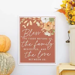 Fall>Kirklands Home Bless the Food Before Us Canvas Wall Plaque Orange