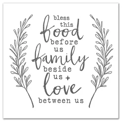 Kirklands Home Bless This Food White and Gray Canvas Art Print Clearance