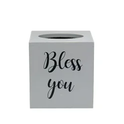 Kirklands Home Bless You Wood Tissue Box Cover Gray