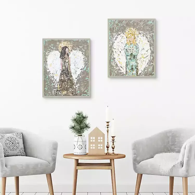 Christmas Decorations>Kirklands Home Blessed Angels Framed Art Prints, Set of 2 Multi