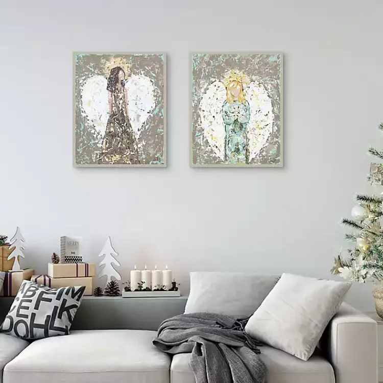 Christmas Decorations>Kirklands Home Blessed Angels Framed Art Prints, Set of 2 Multi