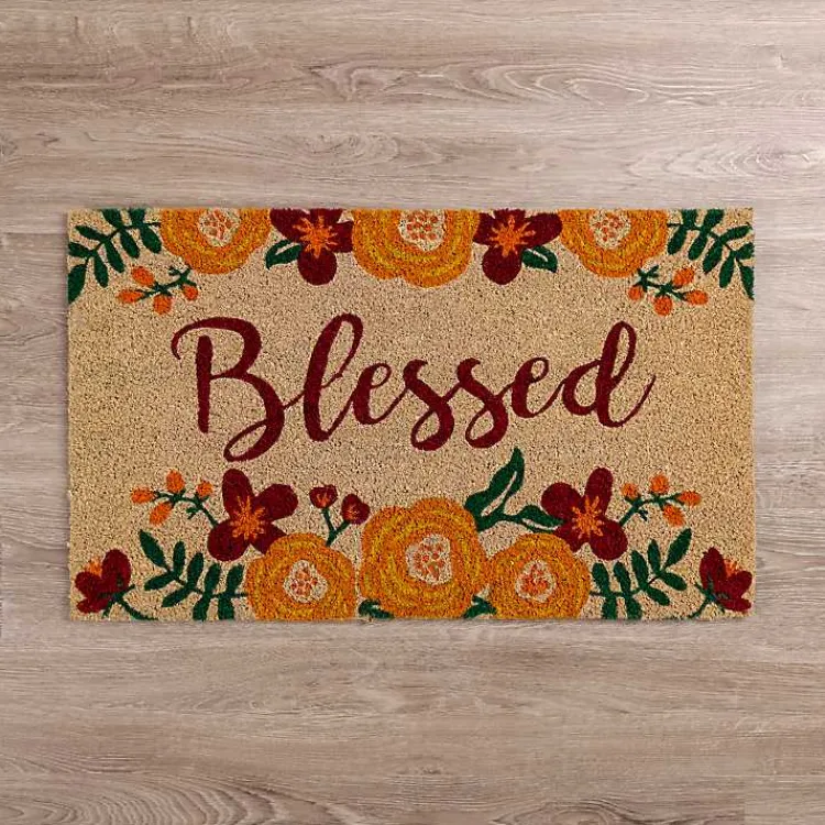 Kirklands Home Blessed Fall Floral Doormat Hot