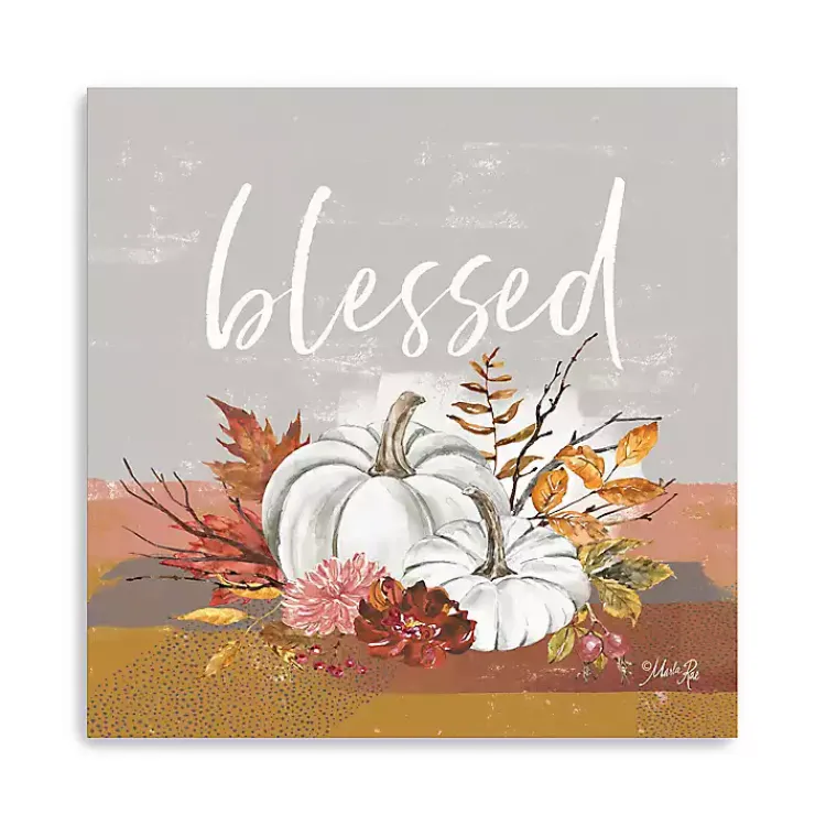 Fall>Kirklands Home Blessed Pumpkins and Flowers Giclee Canvas Print