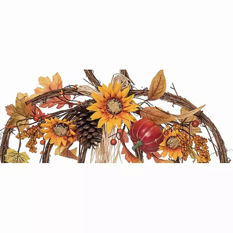 Fall>Kirklands Home Blessed Twig Pumpkin Shaped Wreath
