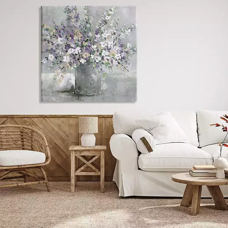 Kirklands Home Blossoming Aster Bouquet Canvas Print, 36x36 in. Gray Clearance