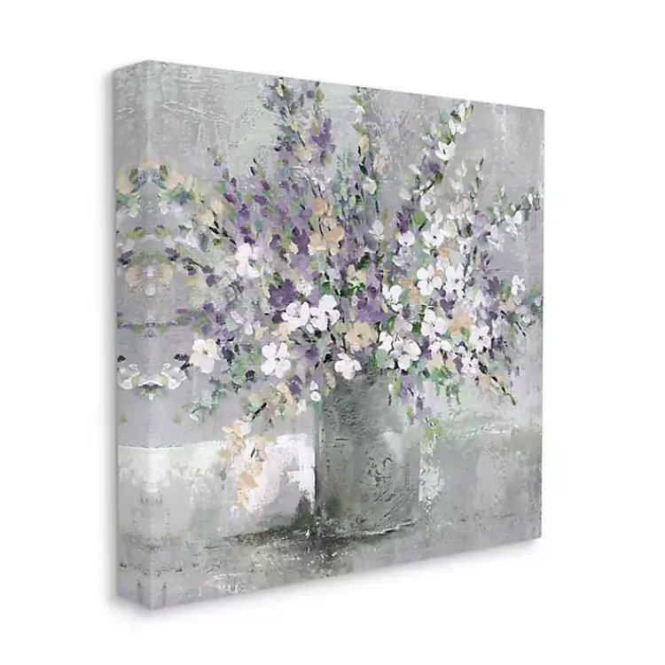 Kirklands Home Blossoming Aster Bouquet Canvas Print, 36x36 in. Gray Clearance