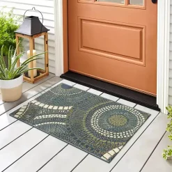 Kirklands Home Blue & Green Circles Indoor/Outdoor Rug, 2x3 Sale