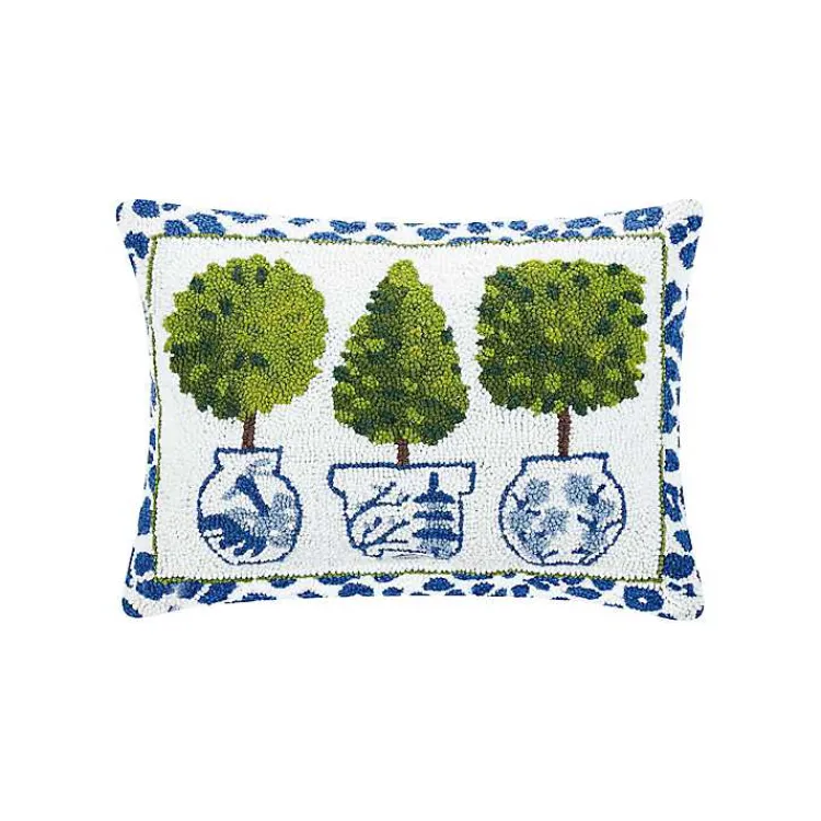 Pillows>Kirklands Home Blue & Green Topiary Hooked Leopard Lumbar Pillow