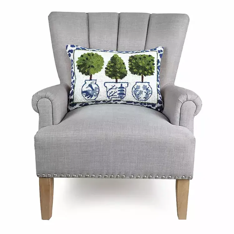 Pillows>Kirklands Home Blue & Green Topiary Hooked Leopard Lumbar Pillow