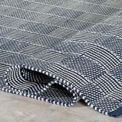 Kirklands Home Blue & Ivory Checkered Indoor/Outdoor Rug, 4x6 Discount