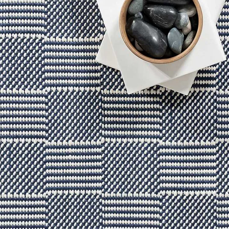 Kirklands Home Blue & Ivory Checkered Indoor/Outdoor Rug, 4x6 Discount