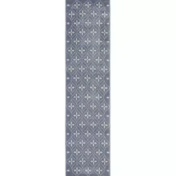 Kirklands Home Blue & Ivory Quatrefoil Indoor/Outdoor Runner New