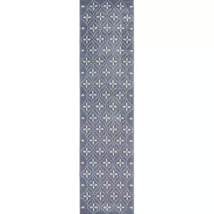 Kirklands Home Blue & Ivory Quatrefoil Indoor/Outdoor Runner New