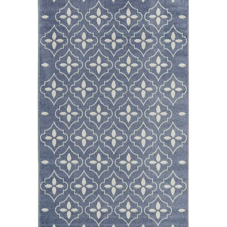 Kirklands Home Blue & Ivory Quatrefoil Indoor/Outdoor Rug, 4x6 Best