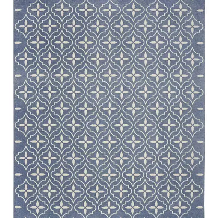 Kirklands Home Blue & Ivory Quatrefoil Indoor/Outdoor Rug, 5x7 Best