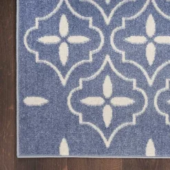 Kirklands Home Blue & Ivory Quatrefoil Indoor/Outdoor Rug, 5x7 Best