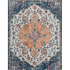 Kirklands Home Blue & Orange Boho Medallion Area Rug, 6x9 Hot