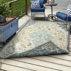 Kirklands Home Blue & Orange Medallion Reversible Area Rug, 5x7