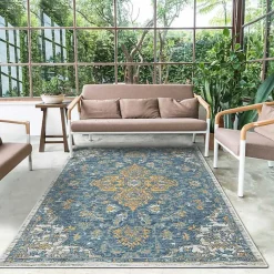 Kirklands Home Blue & Orange Medallion Reversible Area Rug, 8x10 Sale