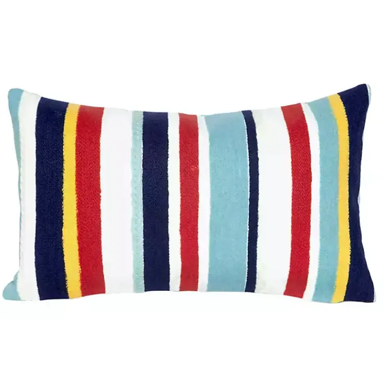 Kirklands Home Blue & Red Lamontage Stripe Outdoor Lumbar Pillow Discount