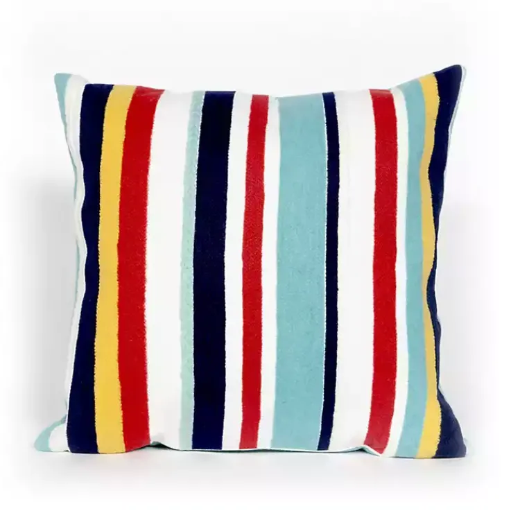 Kirklands Home Blue & Red Lamontage Stripe Outdoor Throw Pillow Sale