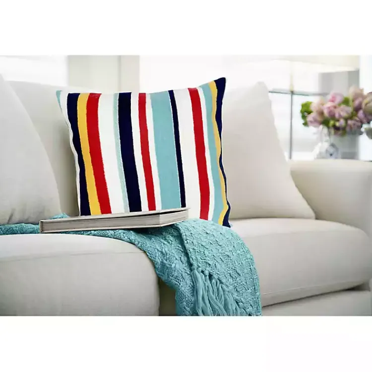 Kirklands Home Blue & Red Lamontage Stripe Outdoor Throw Pillow Sale