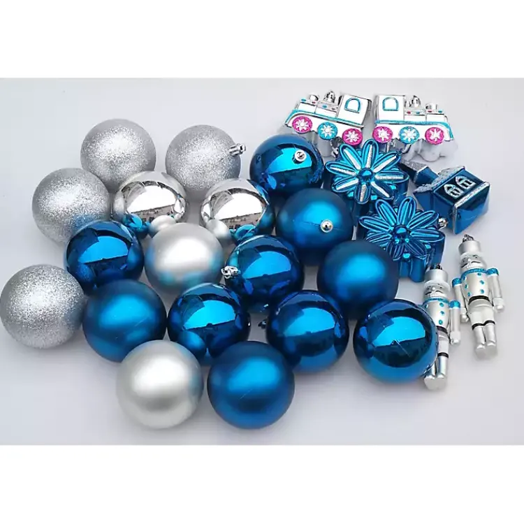 Christmas Ornaments>Kirklands Home Blue & Silver Mix 50-pc. Christmas Ornament Set