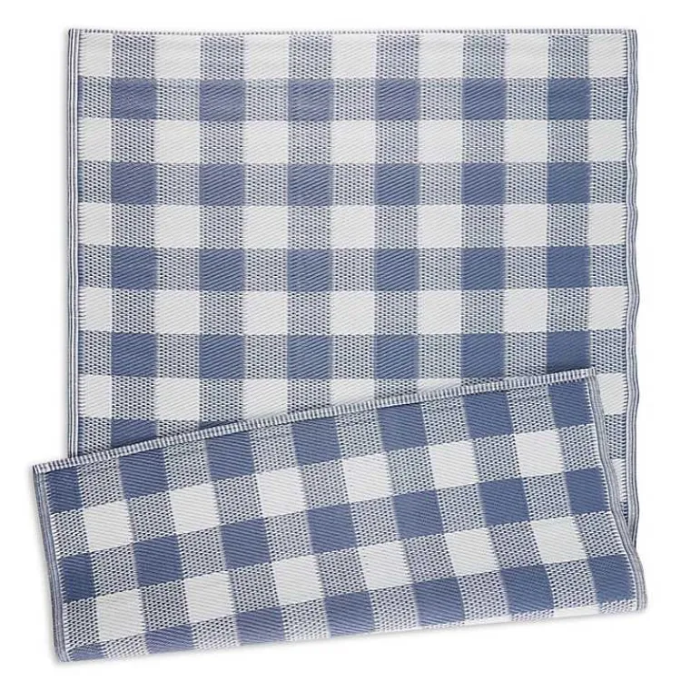 Kirklands Home Blue & White Buffalo Check Outdoor Area Rug, 4x6